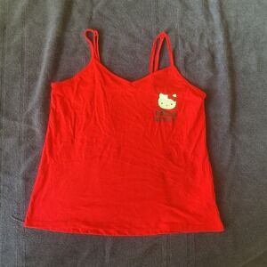 Sanrio Hello Kitty Camisole Women XS Red Good Graphic V-Neck Spaghetti Strap